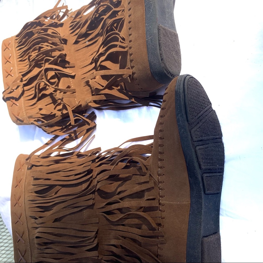 Rampage Brown Fringe Boots 8 - Picture 2 of 8